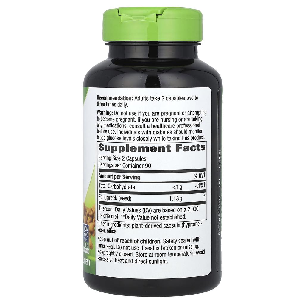 Nature's Way Bockshornkleesamen, 1.220 mg, 180 vegane Kapseln (610 mg pro Kapsel)