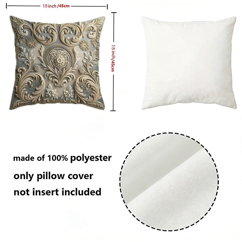 Vintage Embossed Floral Scroll Throw Pillow Covers Pattern Cushion Cover Suitable For Sofa Bedroom Car Pillow Cover