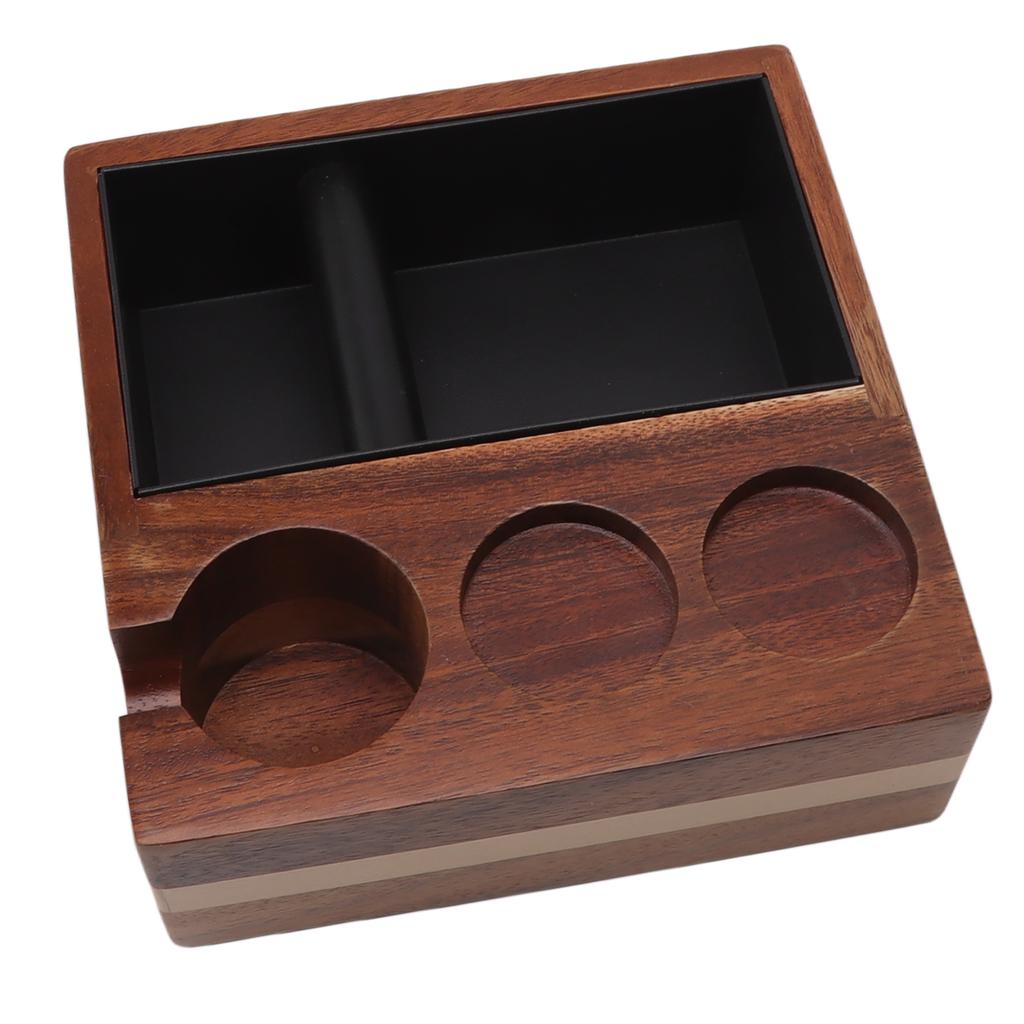 4 In 1 Wooden Coffee Knock Box Wood Coffee Grounds Container Box for Kitchen Canteen Western