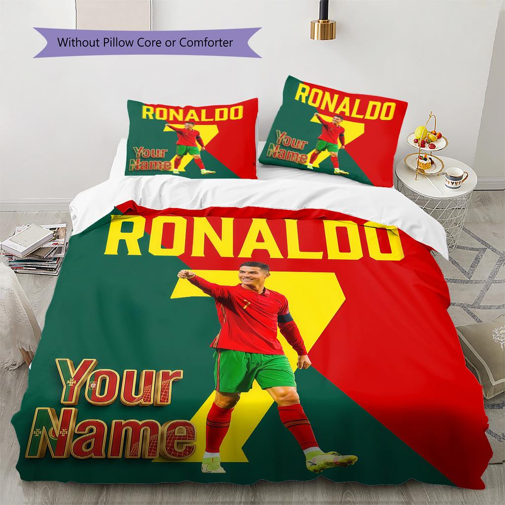 Biancheria da letto con Momento Celebrazione di Ronaldo Personalizzato, Set Trapunta Copripiumino Federa Regalo di Compleanno per la Casa (1 * copripiumino + 2 * federa, senza nucleo)
