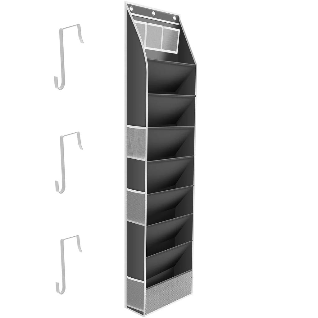 Over The Door Shoe Organizer Bag 8 Layer Shoes Hanging Storage Rack with Top and Side Pockets for Boots Sneakers Sandals