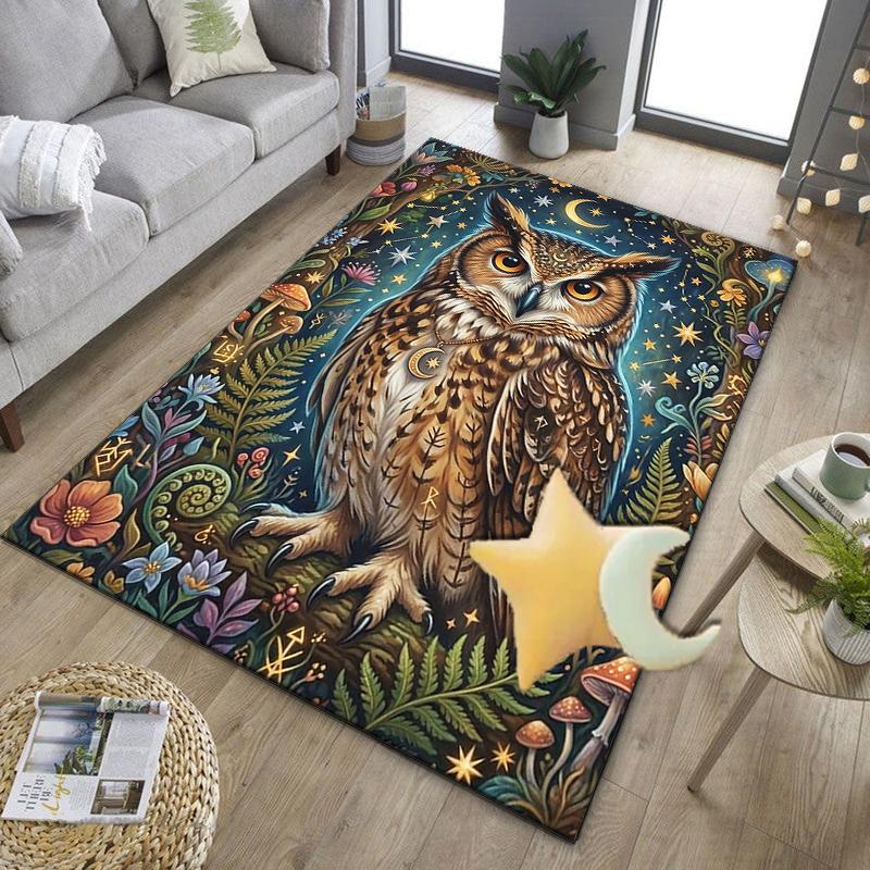 Moonlit Owl Fantasy Office Rug Chair Mat, Entryway Carpet, Suitable for Front Door, Bedroom, Living Room, Desk, Holiday Gift