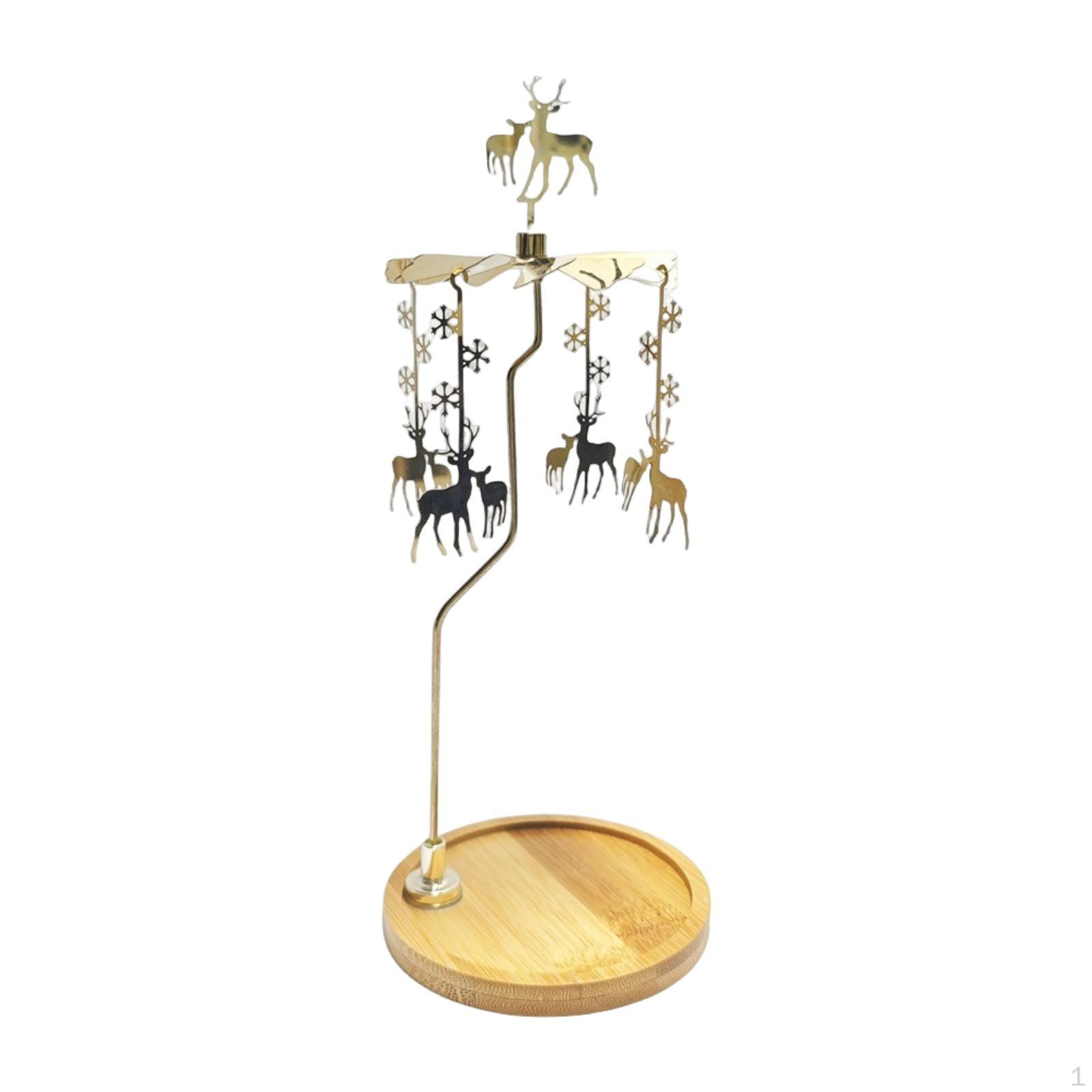 

Вращающийся подсвечник подсвечник рождественское украшение с бамбуковым подносом чайная свеча для Snowflake Deer
