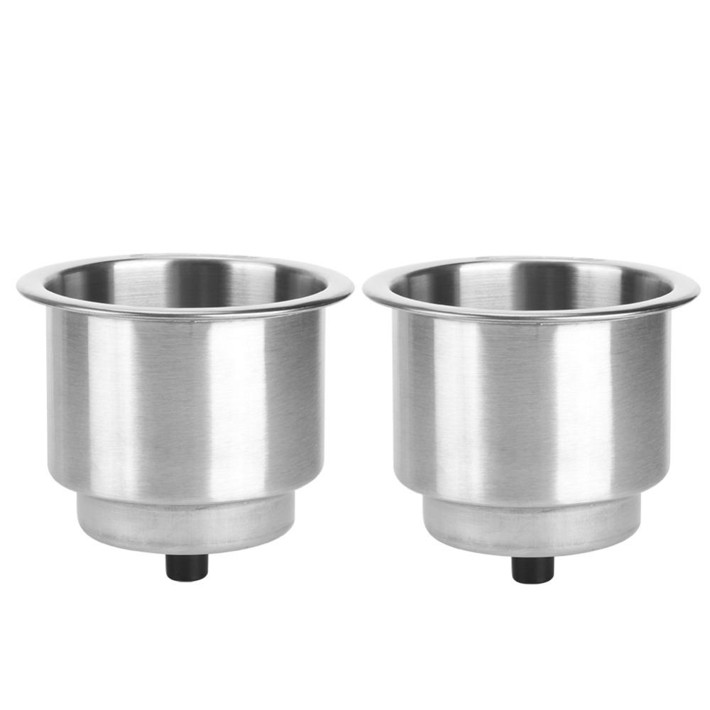 

2 PCS Silver Beverage Rack With Drain Boat Cup Rack Durable Cup Stand Boat RV Camper Car