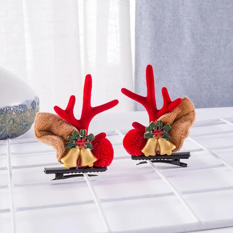 New Year Christmas Hair Pin Children Barrettes Bow Deer Santa Claus Kids Christmas Headwear Girls Kids Hair Accessories