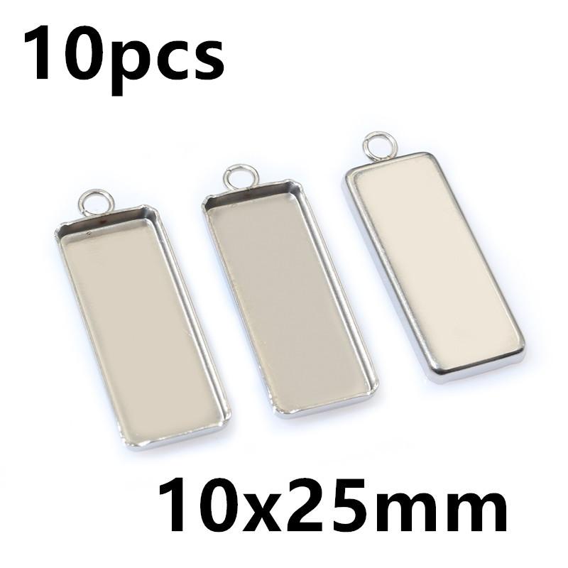 

5-10pcs Rectangle Pendant Cabochon Base Blank Setting Tray Stainless Steel DIY Jewelry Making Accessories for Necklace Earrings