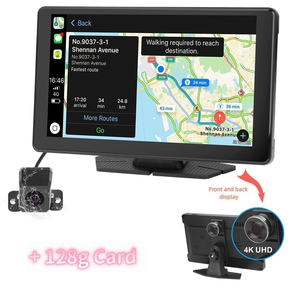 9-inch HD Wireless CarPlay, WiFi Dual-lens Dashcam, Car Navigation System, Equipped with Optical Sensor