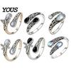 Vintage Finger Ring Faux Moonstone Ring, Waterdrop Fake Gemstone Adjustable Open Stone Healing Band Jewelry for Couple, Women