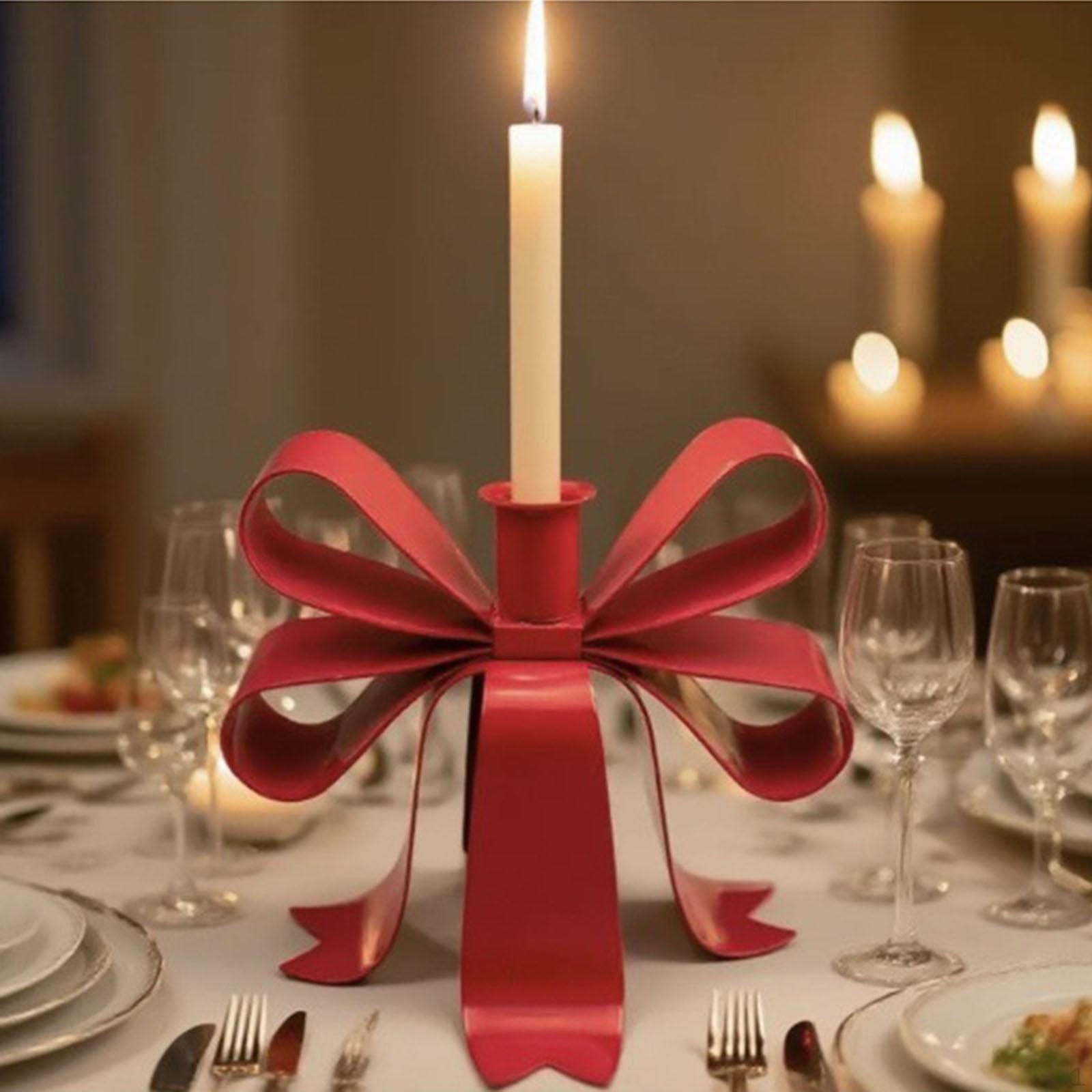 

Bow Candle Holder Candleholder Ideal Gift Christmas Centerpiece Candles Stand Metal Candlestick for
