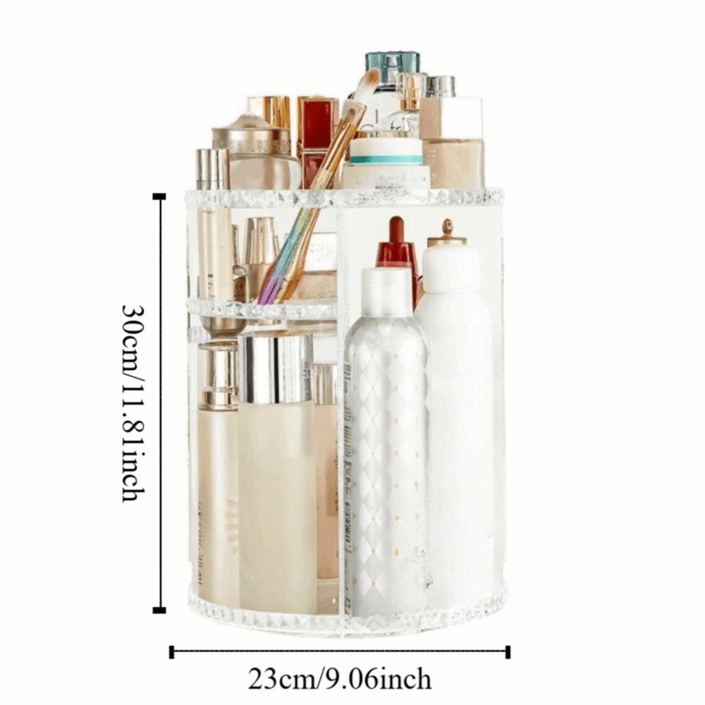 Space Saving Desktop Storage Rack 360 Degree Rotating Cosmetic Storage Box  Desk Organizer