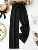 DY3514 Women's Elegant Solid Bow Long Pants - 2025 Autumn Collection