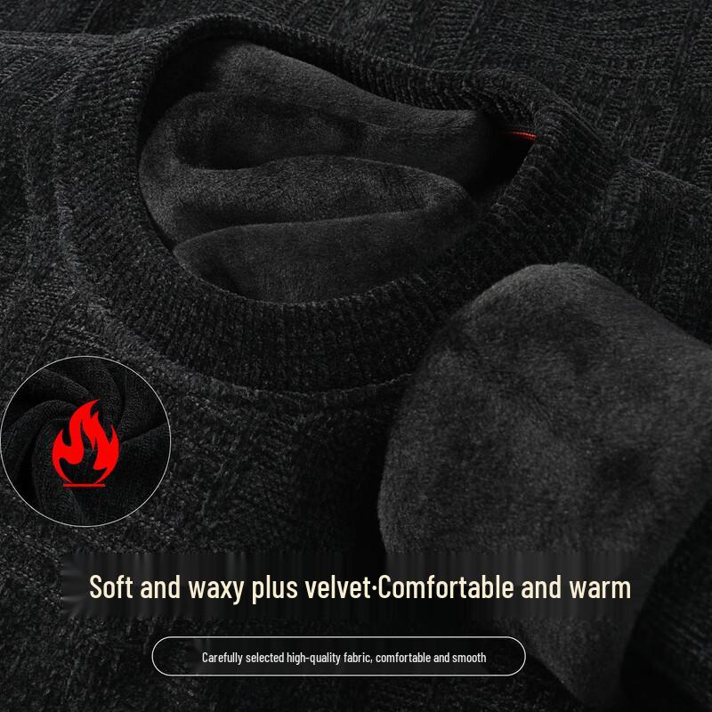 

Snowflying Men s Plush Chenille Round Neck Sweater M