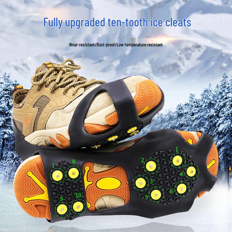 BinFu Anti-Slip 10-Tooth Ice Cleats