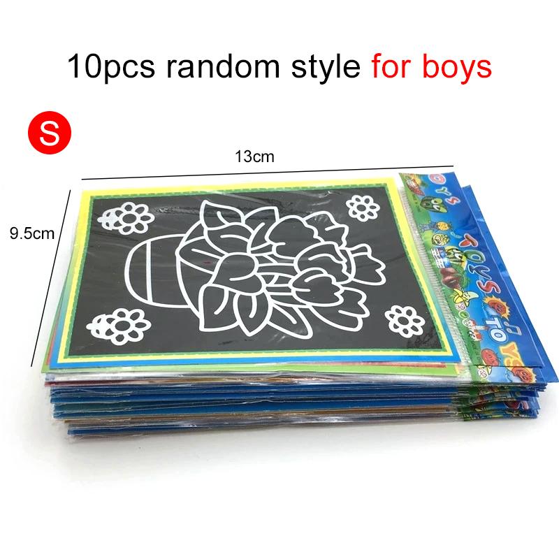 10pcs Scratch Painting Art DIY Handmade Cute Cartoon Pattern Brilliant Colors Drawing Cultural Educational Artistic Supplie TMZ