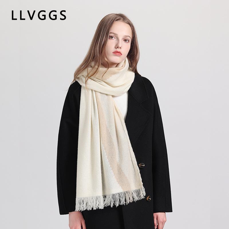 Cashmere scarf women's simple solid color fringed shawl autumn and winter warm pure cashmere scarf versatile casual scarf