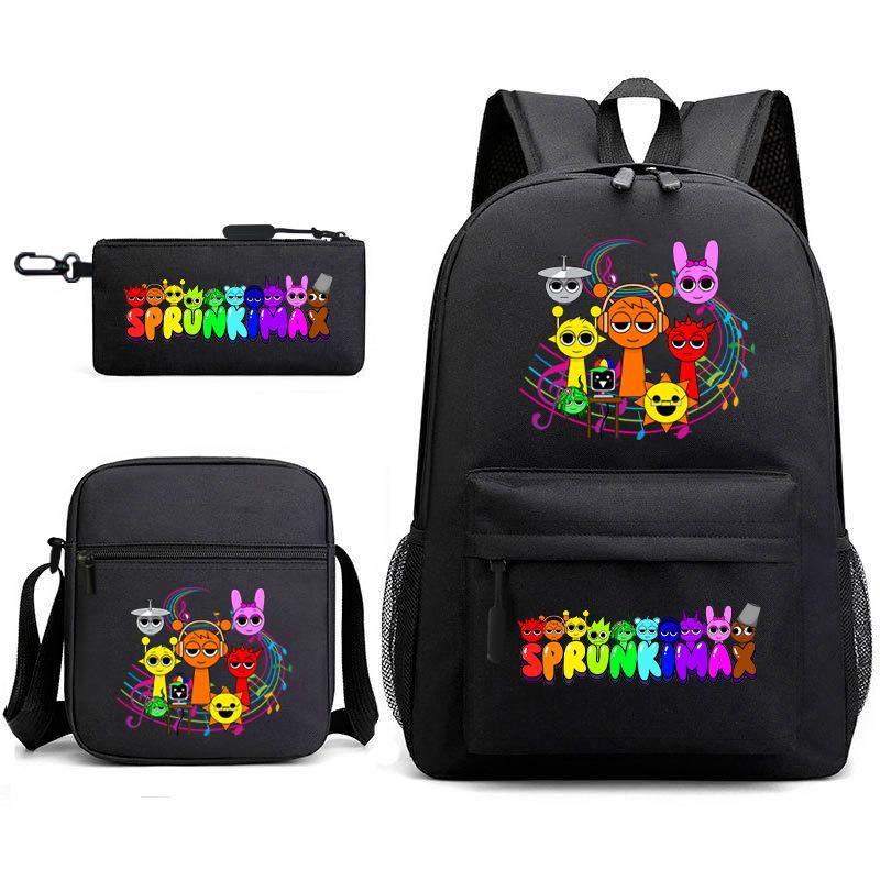 Anime Cartoon Backpack Sprunki Large Capacity Primary School Student Schoolbag Satchel Pencil Case