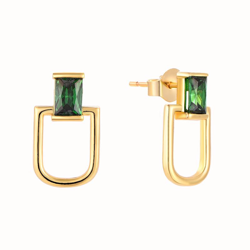 S925 Sterling Silver Geometric Zircon Stud Earrings for Women - Fashionable High-End Ear Jewelry 925 Silver