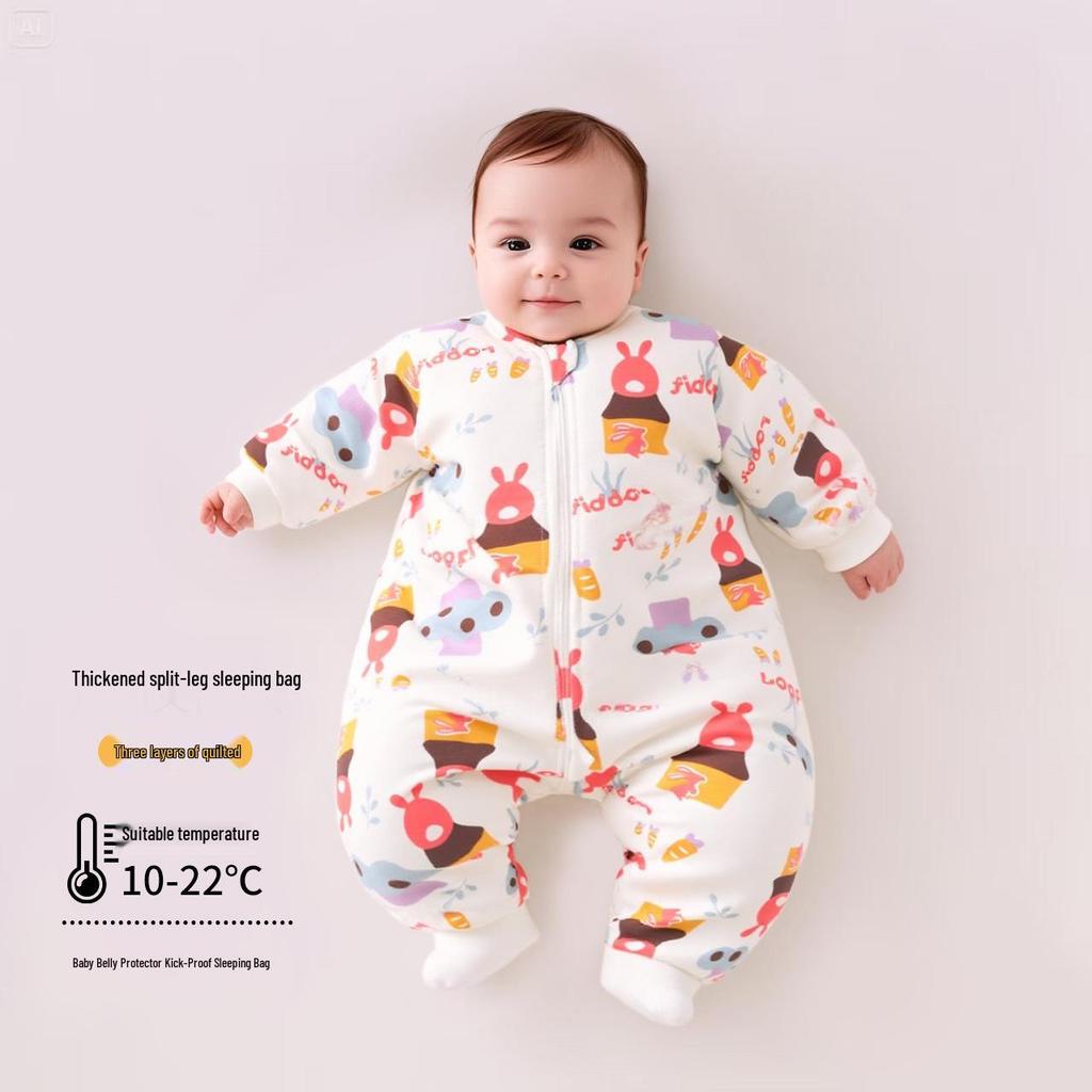 2025 A/W Baby Anti-Kick Pure Cotton Sleep Bag - Thick, Warm, Split-Leg Pajamas
