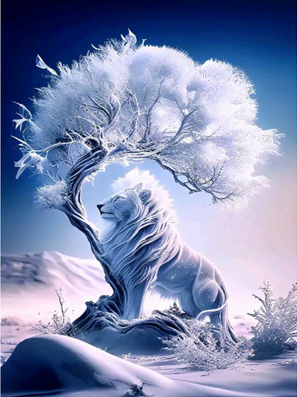 

Зимний Белый Лев Дерево Алмазная Картина Новые Поступления Diy Полный Квадратный Круглый Дрель Стразы Вышивка Животное Лиса Мозаика Наборы Для Вышивки Крестом Round drill 40x50cm