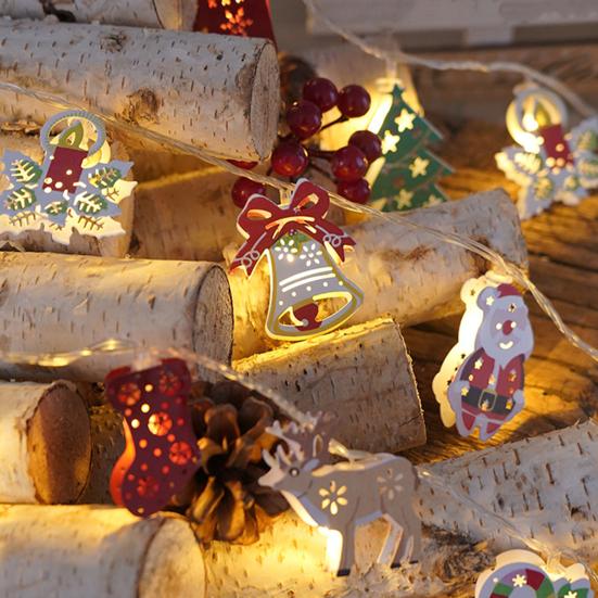 Christmas Fairy String Lights 10/20/40/80 LED Xmas Warm White Light with Santa Claus Tree Snowman Candy Cane Stockings for Indoor Home Party Decor