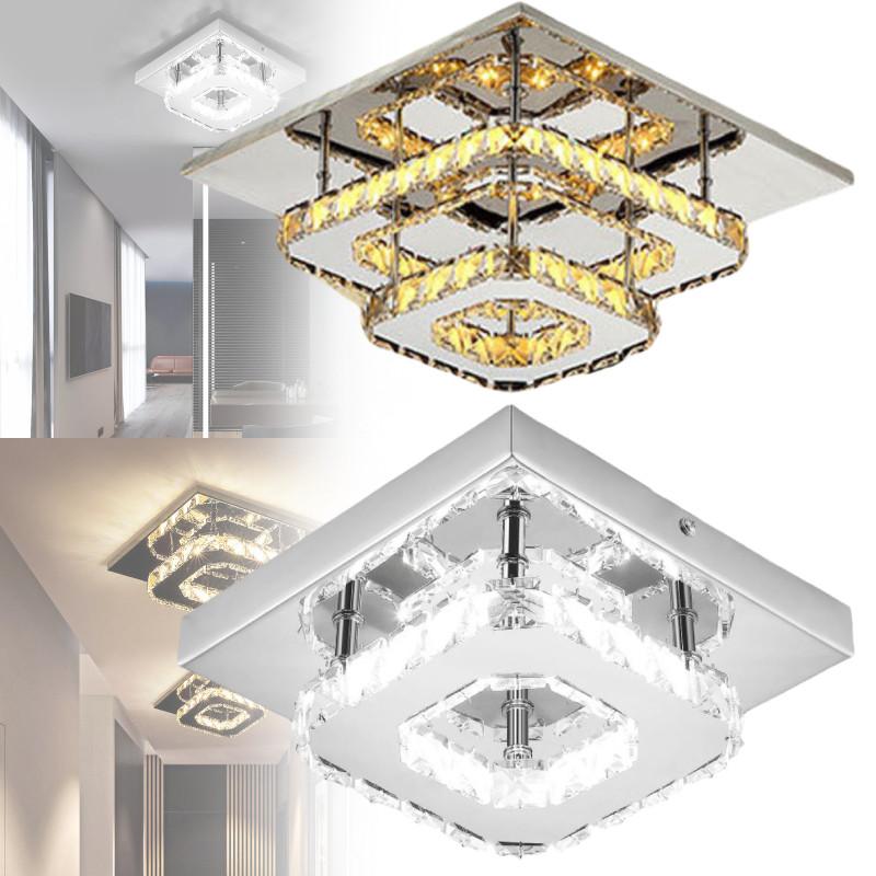 Elegant Square Crystal Led Ceiling Light Modern Minimalist Design For Living Room