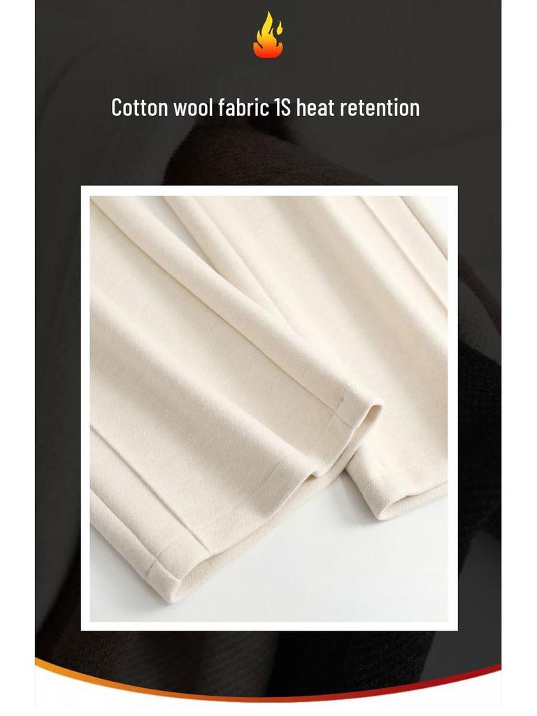 Women's Soft White Wool Acetate Wide-Leg Pants for Autumn/Winter 2025