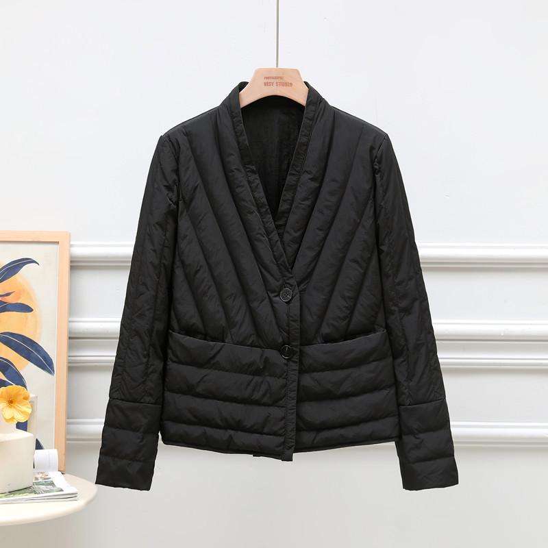 Women's V-Neck Lightweight Down Jacket - 2025 Autumn/Winter, 90% White Duck Down, Stylish Slim Fit Outerwear