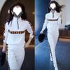 Costume de Mode Décontracté pour Femmes, Sweatshirt à Demi-fermeture Éclair Tendance Printemps et Automne, Ensemble Deux Pièces Sportswear Tendance Réducteur d'Âge
