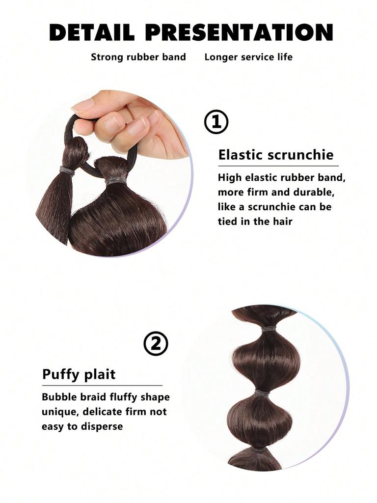 Synthetic Hair Extensions Bubble Braid Ponytail Afro Bubble Long Ponytail 30 Inch Wrap Around Lantern Pony Tail For Women Daily Used