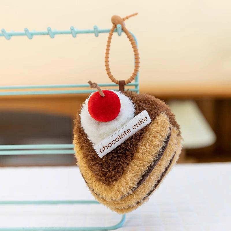 Creative Afternoon Tea Doll Dessert Cherry Chocolate Fruit Cake Keychain Pendant Grabber Doll Gift
