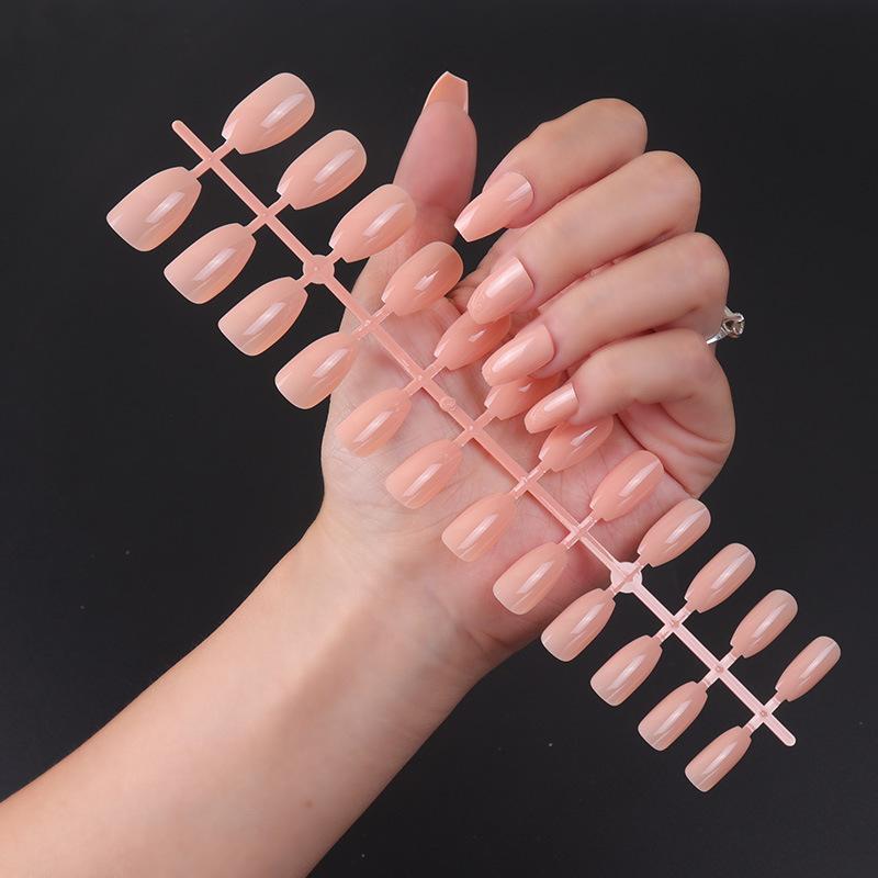 24pcs/set DIY Quick Nails Short Ballet Glossy False Nails Multicolor Strips Finished Wear Manicure