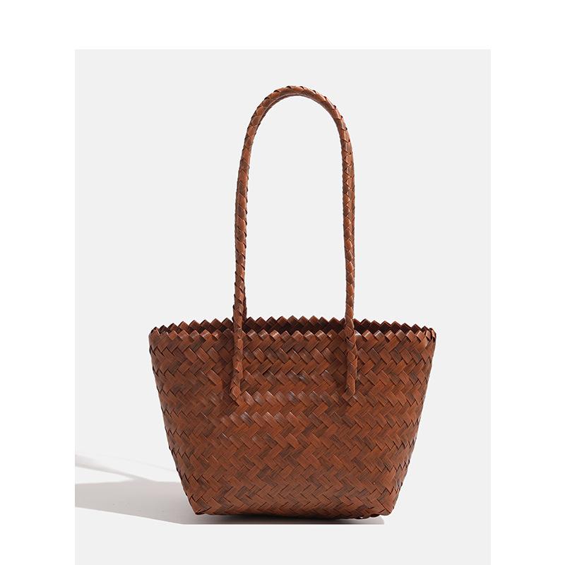 Summer beach vacation woven bag new woven bag handmade vegetable basket bag retro casual shoulder bag women