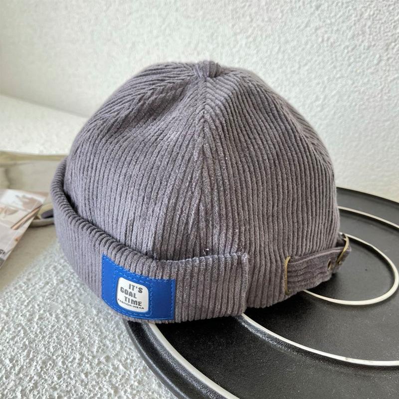 Hat men's tide early autumn retro corduroy landlord hat versatile melon fur hat women's literary hip-hop hat