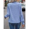 2026 New Women's Solid Color Fashion Versatile Hollow Out Stand Collar Puff Sleeve T-Shirt Casual Top