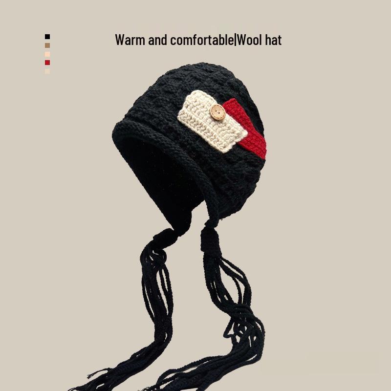 

Женская мода 2025 Шапка-бини с кисточкой, шерстяная шапка - Универсальная вязаная на осень/зиму