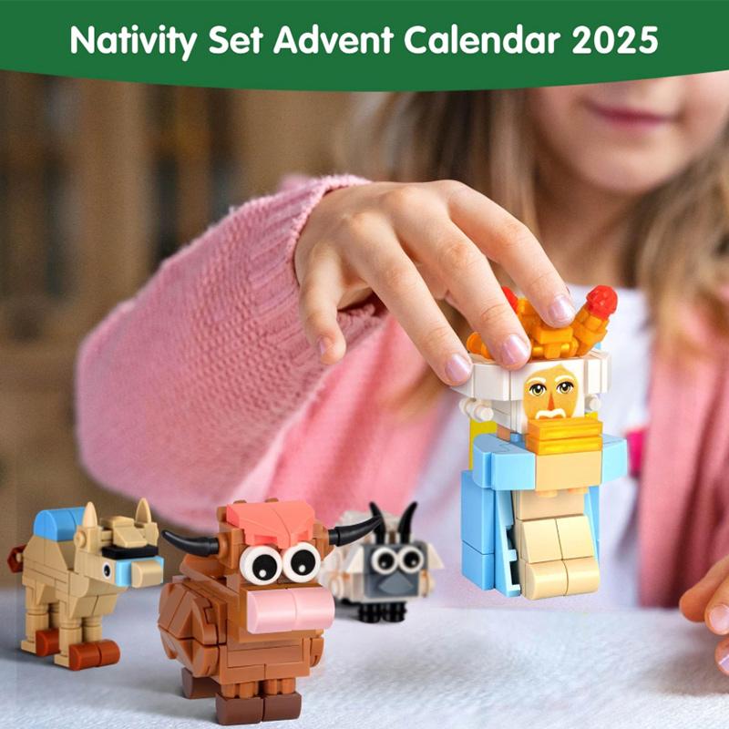 Christmas Advent Calendar Building Blocks Blind Box 24 Day Countdown DIY Child's Children Christmas Train Tree Statue Scene Gift