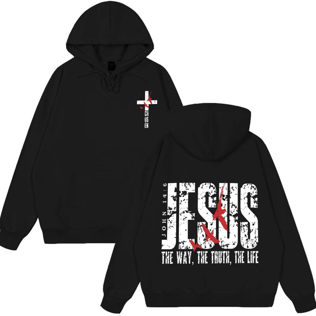 Christian Faith Jesus Bible Verse Graphics Hoodie Men Women Fashion Vintage Pullover Winter Loose Casual Retro Sweatshirts Tops