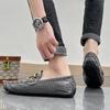 Men’s Moccasins Driving Shoes Comfort Leather Flats Casual Slip-on Plus Size Color Grey Pea Shoes Large Size