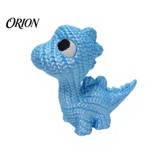 Dinosaur Figurine 3D Printed Figurine, Cute Mini Crochet Texture Dino Statue, Exquisite Carving Miniature Collectible Desktop Decoration for Kids Room небесно-голубой