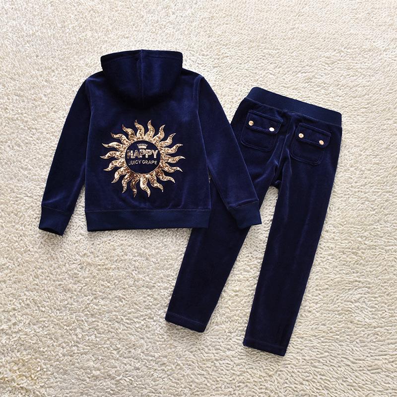 Europäischer & Amerikanischer Samt-Hoodie & Hose mit geradem Bein für Mädchen - Zweiteilige Freizeit-Sportbekleidung