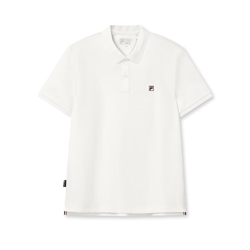 Fila White Fashion Simple Classic Casual Versatile Comfortable Brand Logo Knitted Short Sleeve Polo Shirt Men Tops Cloud-Mushroom-White F51M623101FWT