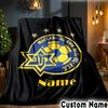 Custom Name Maccabi Football Crest Throws Blanket Flannel Blankets for Couch Bed Gifts for Men Women Picnic Blanket Christmas Fan Gifts