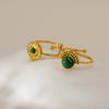 New Fashionable Natural Stone Turquoise Ring, Personalized Versatile High-end Stainless Steel Gold-plated Opening Ring
