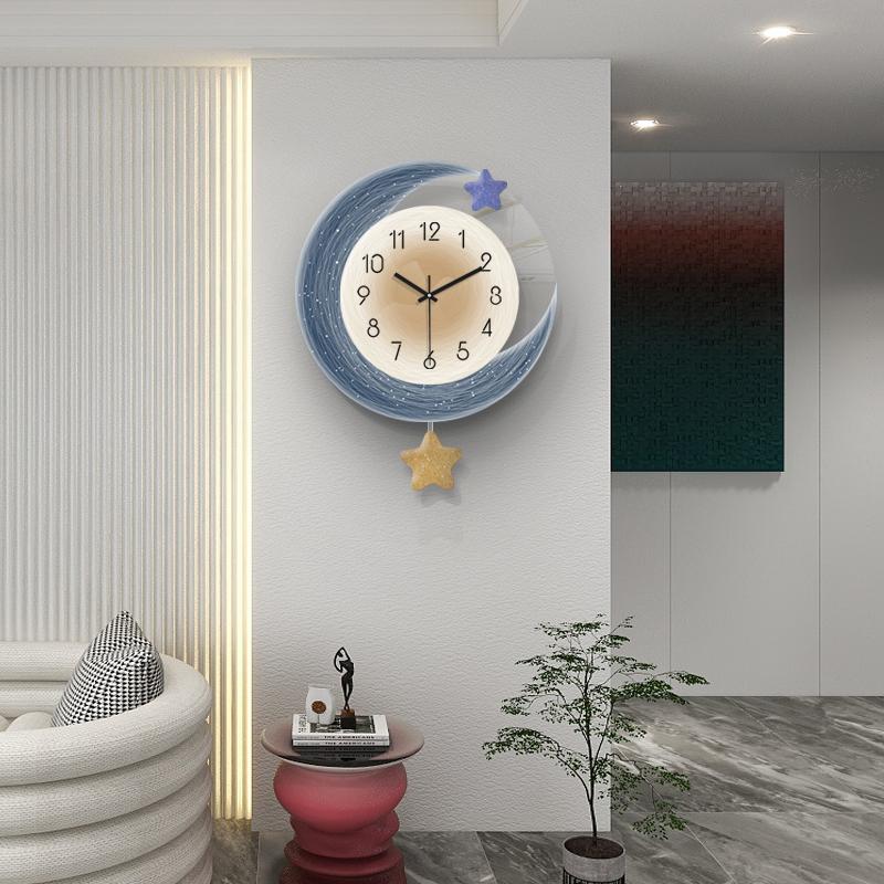LED Light Wall Clock Dining Room Living Moon The Earth Modelling Silent Movement Bedroom Clock Wall Decoration Home Gifts