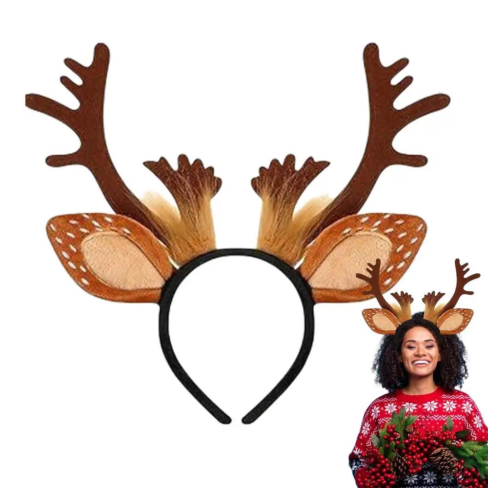 Serre-tête Renne Adulte Mignon Réaliste Bois de Cerf Serre-tête Oreilles d'Animaux Serre-tête Pour Cosplay Costume de Cerf Accessoires de Noël