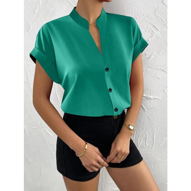 Sommerliches, schlichtes V-Ausschnitt-Damenshirt