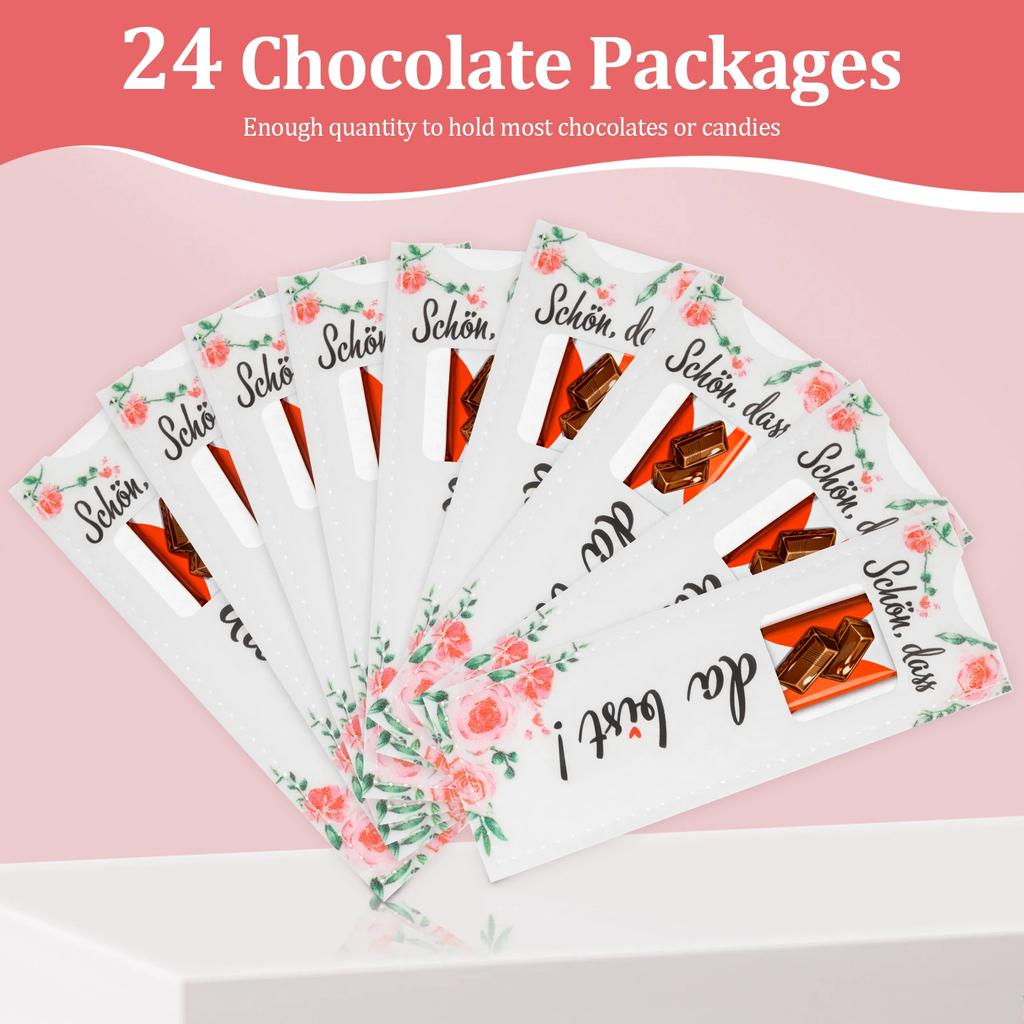 24 ks plstěných dárkových tašek "Rádi, že jsi tady" Obal na čokoládu Taška na dárky pro děti Narozeninová oslava Výročí Dekorace