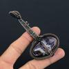 Natural Amethyst Lace Gemstone Handmade Copper Wire Wrap Guitar Pendant 3.1 v4t92