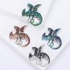 Enamel Dragon Brooches for Women Unisex Rhinestone Necklace Flying Dragon Pins Banquet Party Backpack Gifts Jewelry Accessories