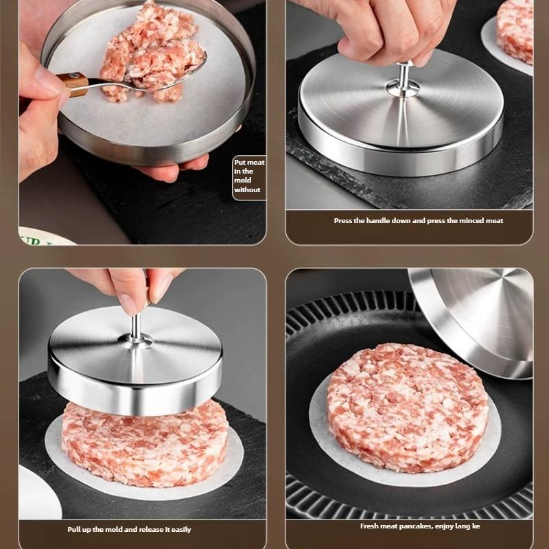 1PC Stainless Steel Hamburger Patty Mould DIY Rice Patty Beef Egg Vegetable Fried Press Roll Hamburger Kitchen Gadget